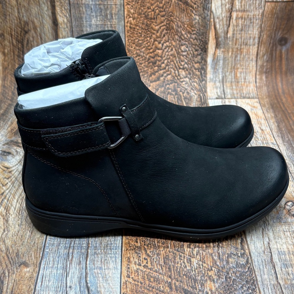 Clarks Carleigh Drift Womens Black Leather Ankle Boots Wide Width Size‎ 10W